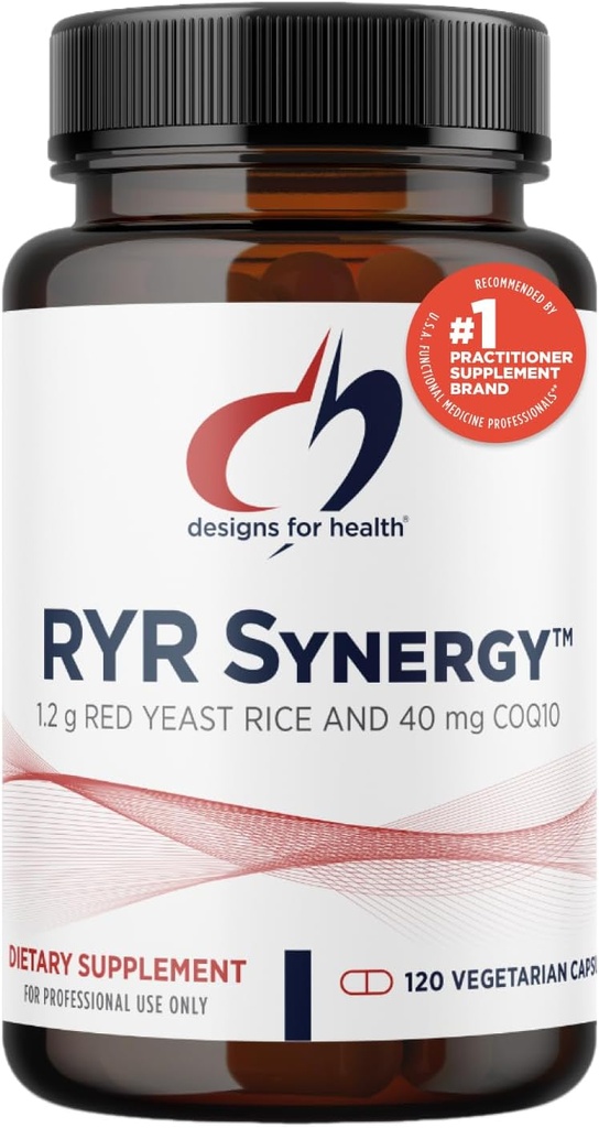 Design-uri pentru sănătate RYR Synergy - Red Yeast Rice Supliment - 1200mg Red Yeast Rice + CoQ10 pentru a sprijini sanatatea cardiovasculara + Mentinerea nivelului de lipide in gama normala (120 capsule)