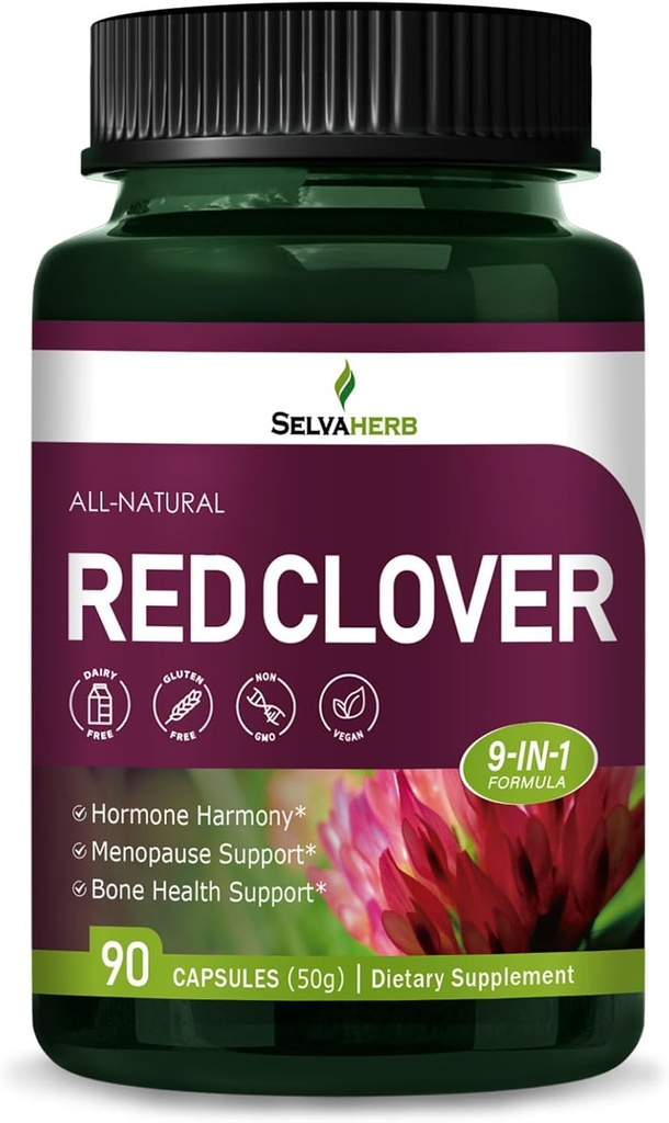 Red Clover Blossoms Herb Hormone Harmony Capsule pentru femei, Menopause Relief Suplimente din plante cu Black Cohosh Wild Yam extract natural. 90 Număr