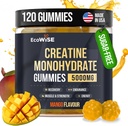 EcoWise Wellness Create Monohidrat Gume 5000 mg, Mango Flavor, 120 Sugar-Free Vegan Chews, Creatine Supliment pentru Daily Routine
