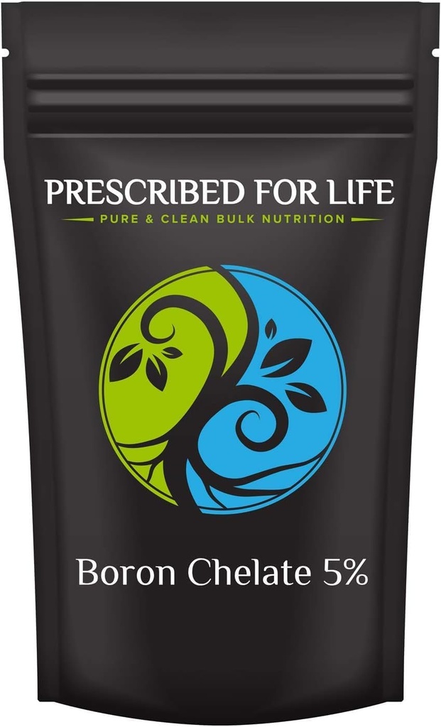 Prescris pentru viață Bor Chelat 5% pulbere, Supliment Bor natural pentru bărbați și femei, Gluten gratuit, Vegan, Non OMG (340g)