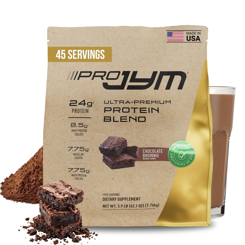 Pro JYM Natural Ciocolata Brownie Praf de proteine Blend - Whey Proteina Izolat, Casein, & Lapte Proteina Izolat, pentru barbati si femei de recuperare Shakes 