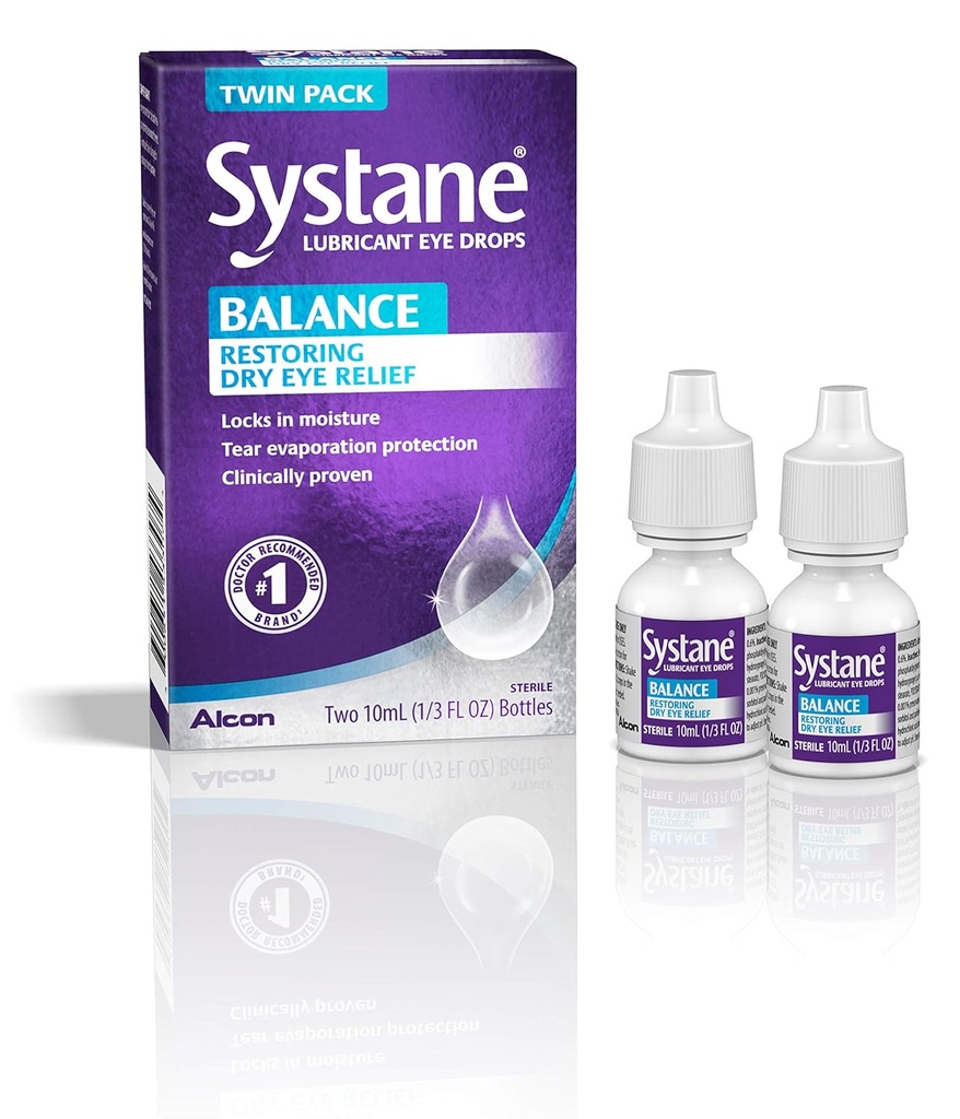 Systan Echilibru picături ochi Lubricant, Twin Pack, 10 ml fiecare
