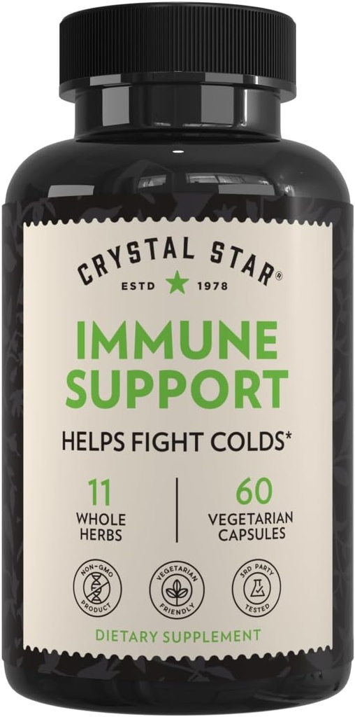 Crystal Star Immune Supplement (60 capsule) - Herbal Immune Booster pentru o Proactive Multi-System Defense - Echinacea, Goldenseal, Yarrow & Elecapane - Non-GMO