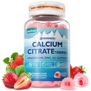 Suplimentul Citrat de calciu 1000mg pentru femei și bărbați, 6-in-1 Gume de magneziu de calciu Zinc + Vitamina D3, B6 & Potasiu Absorbție ridicată pentru oase, dinți, mușchi și nervi Sănătate, Vegan, Zahăr fără,60Cts