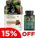 PlantFusion complet Vegan Proteina pulbere & Calciu Bundle - Pe bază de plante proteine pulbere cu BCAAs, enzime digestive și proteine de mazăre
