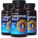 BioEmblem Curcumina Turmeric cu TurmiPure Studiat clinic - Suport comun, Inflamație sănătoasă Suplimente Turmerice - 1 Cap mic zilnic, 24x mai multă absorbție decât altele - non-GMO, 90 Servire