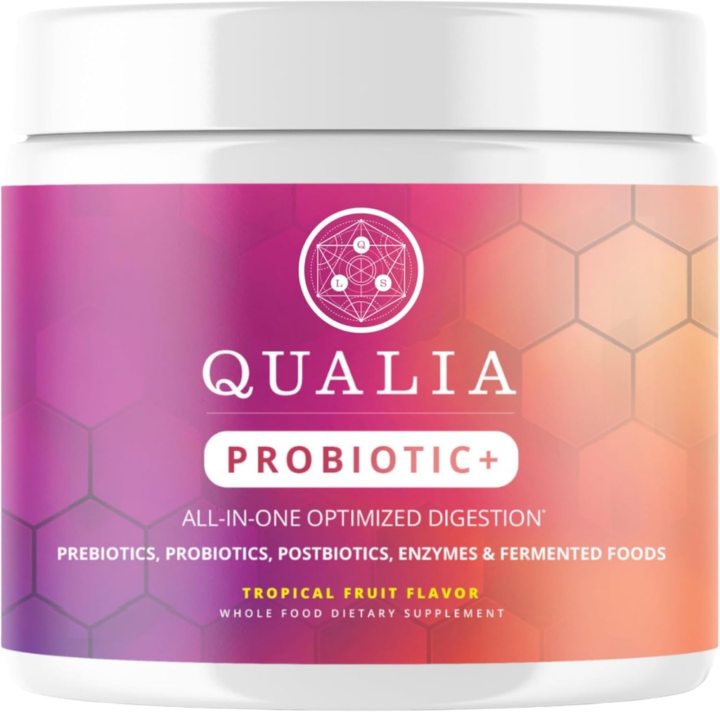 Qualia Probiotic - 28 Stiinta-Backed Spore Probiotice, Prebiotice, si Postbiotice. Total suport Gut. Soothes Disconfort digestiv. Etic. Promovează Akkermansia Growth. 1 lună de aprovizionare