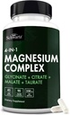 BioSchwartz Magneziu Complex Supliment (90 capsule) 350 mg Glicinat de magneziu Citrate Malat și Taurate Per Servire pentru nervi sanatosi Muscles Sustinerea somnului cardiac (Vegan, Gluten-Free, Non-GMO)