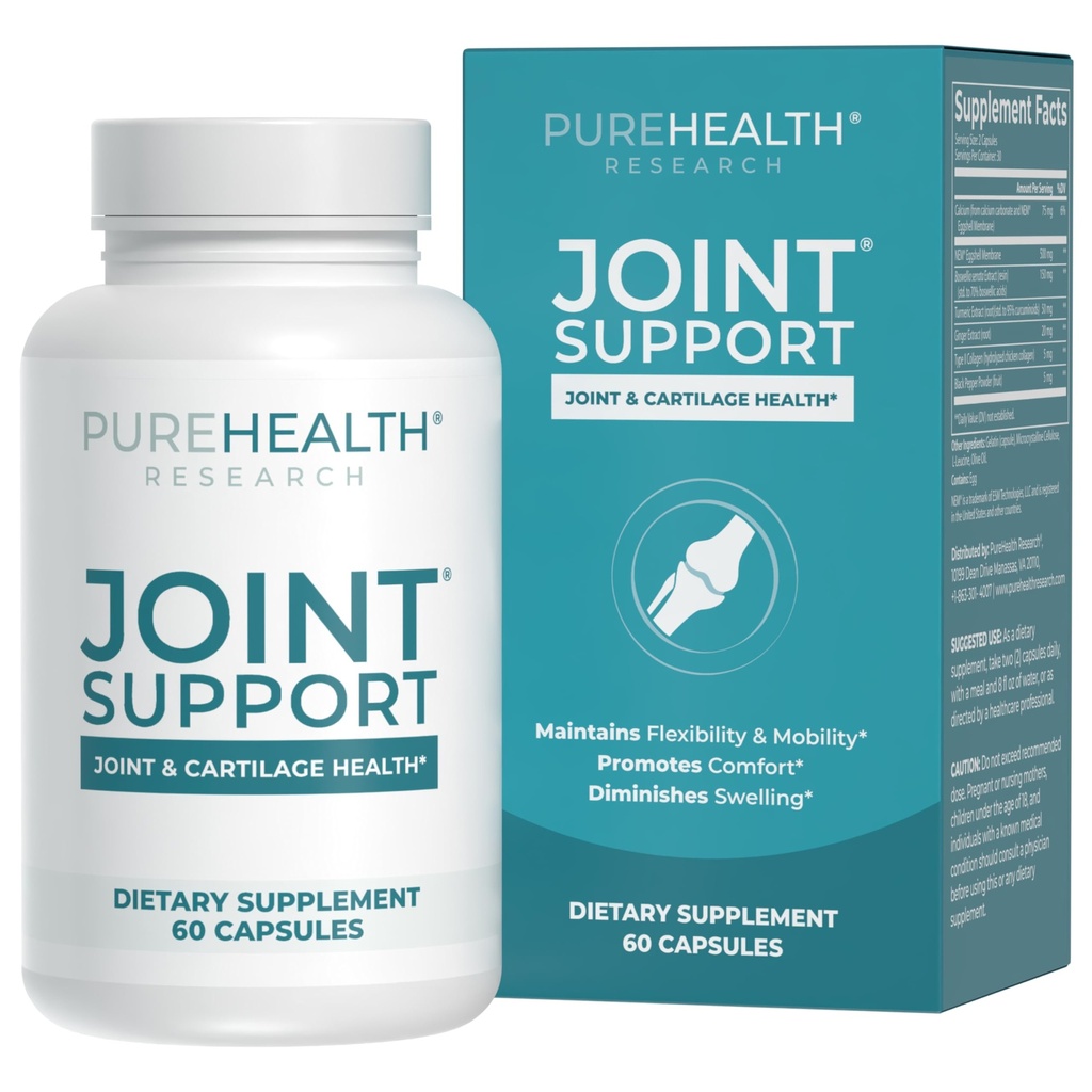 PUREHEALTH Research Support comun NEM Eggshell Membrane cu extract Boswellia, Calciu & Turmeric, 60 capsule