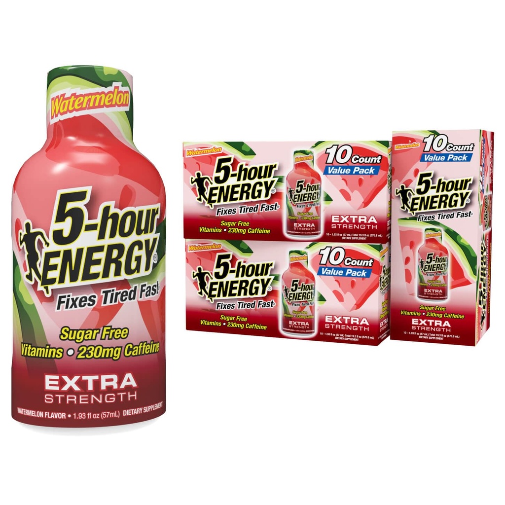 5 ore energie de putere extra Shot, pepene verde aroma, 1.93 oz., 30 Conte, Zero Calories & Sugar-Free 230 mg energie cafeinata Shot, Amino Acids & B Vitamine, Suplimente alimentare