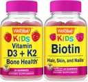 Ei bine, vitamina D3+K2 Copii + Biotin Copii, Gume Bundle - mare Tasting, Suplimentul de vitamine, Gluten gratuit, OMG gratuit, Gummy mestecat