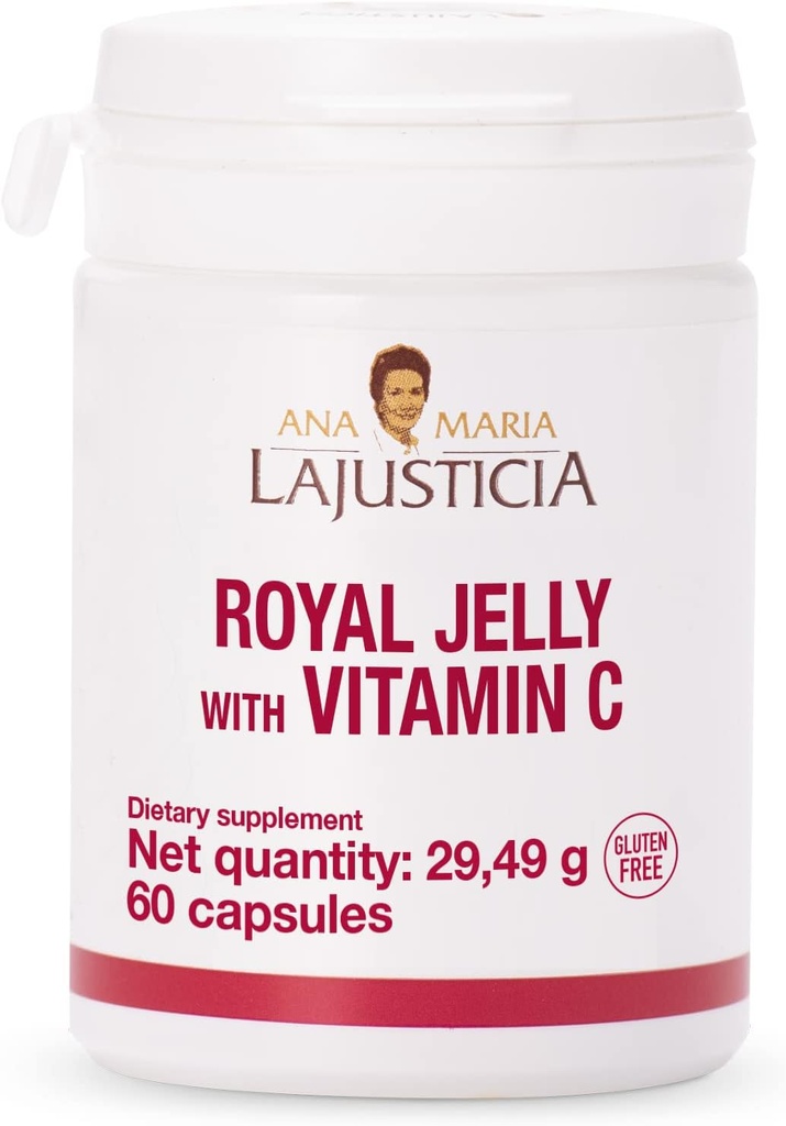 ANA MARIA LAJUSTICIA - Jelly regal cu vitamina C - 60 capsule lactate și gluten gratuit. Vegetarian prietenos. Perfect pentru a promova sănătatea vasculară.