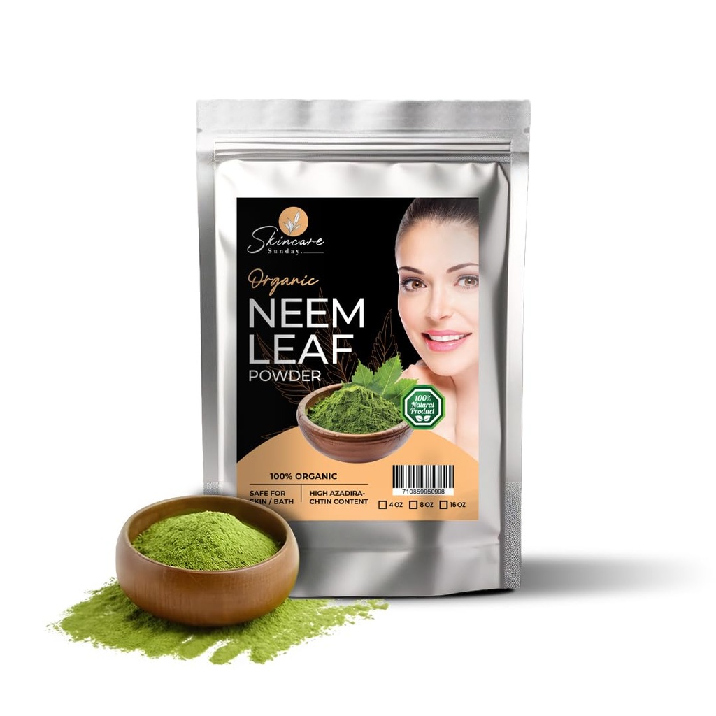 Organic Neem Leaf Powder pentru piele, par si baie - Pure & Naturale 