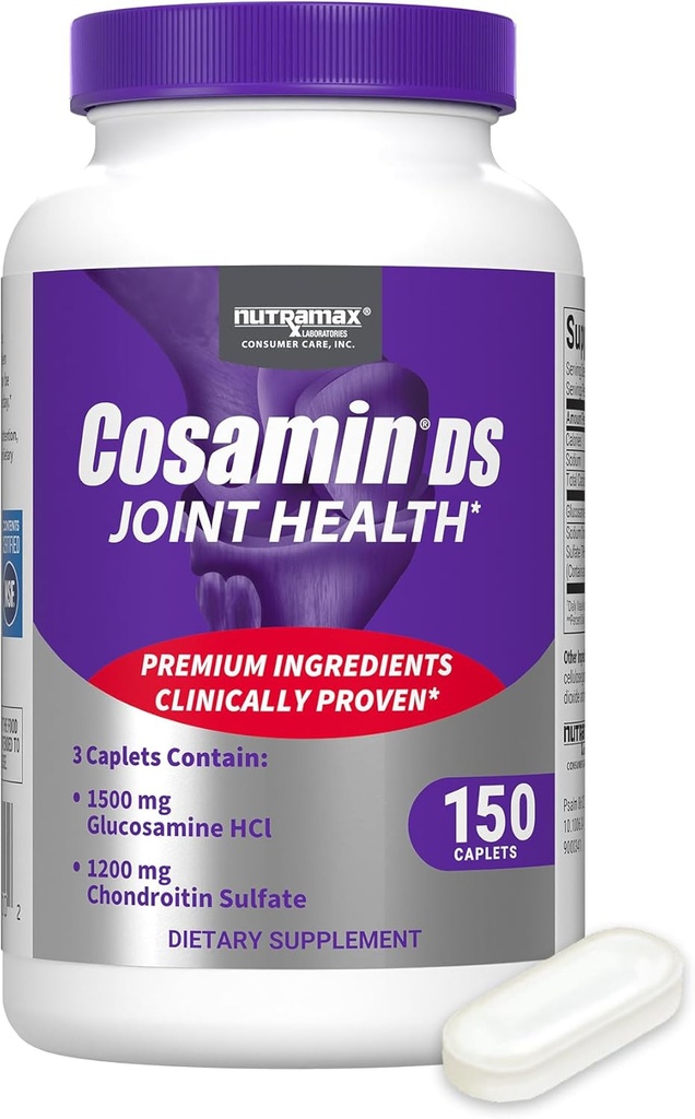 Nutramax Laboratories Cosamin® DS Suplimentul comun de sănătate cu Glucosamină şi Chondroitin pentru bărbaţi şi femei Sănătate comună, 150 Caplete