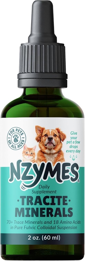 Nzymes® Tracite Minerale pentru animale de companie - Acid fuzenic, acid humic şi urme de fier picături minerale şi aminoacizi pentru energie ATP, şi Digestive Health - Made in the USA