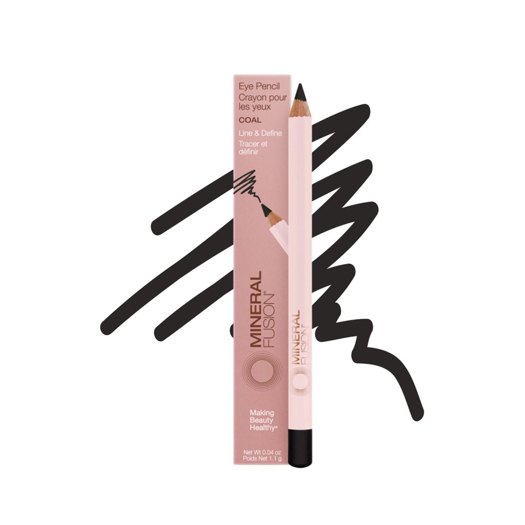 Creion de ochi de fuziune minerale, Black Eyeliner cu musetel soothing, Meadowfoam & Vitamina E, Velvety Smooth, Hypoallergenic ochi machiaj la linie & Defina, Pencil lung-Lasting Eyeliner, cărbune, 0.04 Oz