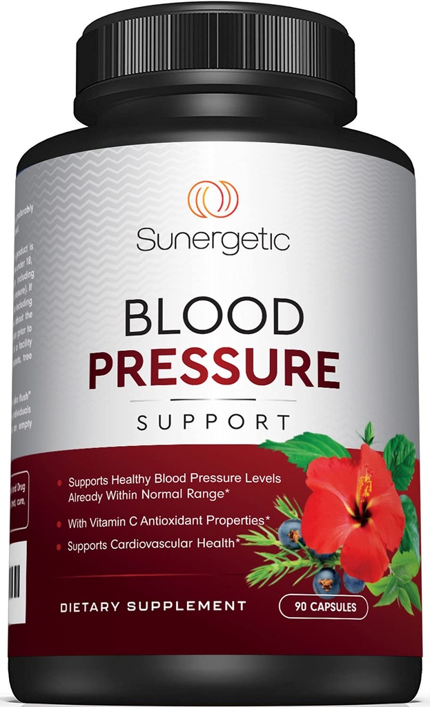 Supliment Premium de suport al tensiunii arteriale pentru sănătatea cardiovasculară și cardiacă cu usturoi, Hawthorn & Hibiscus (90 capsule)