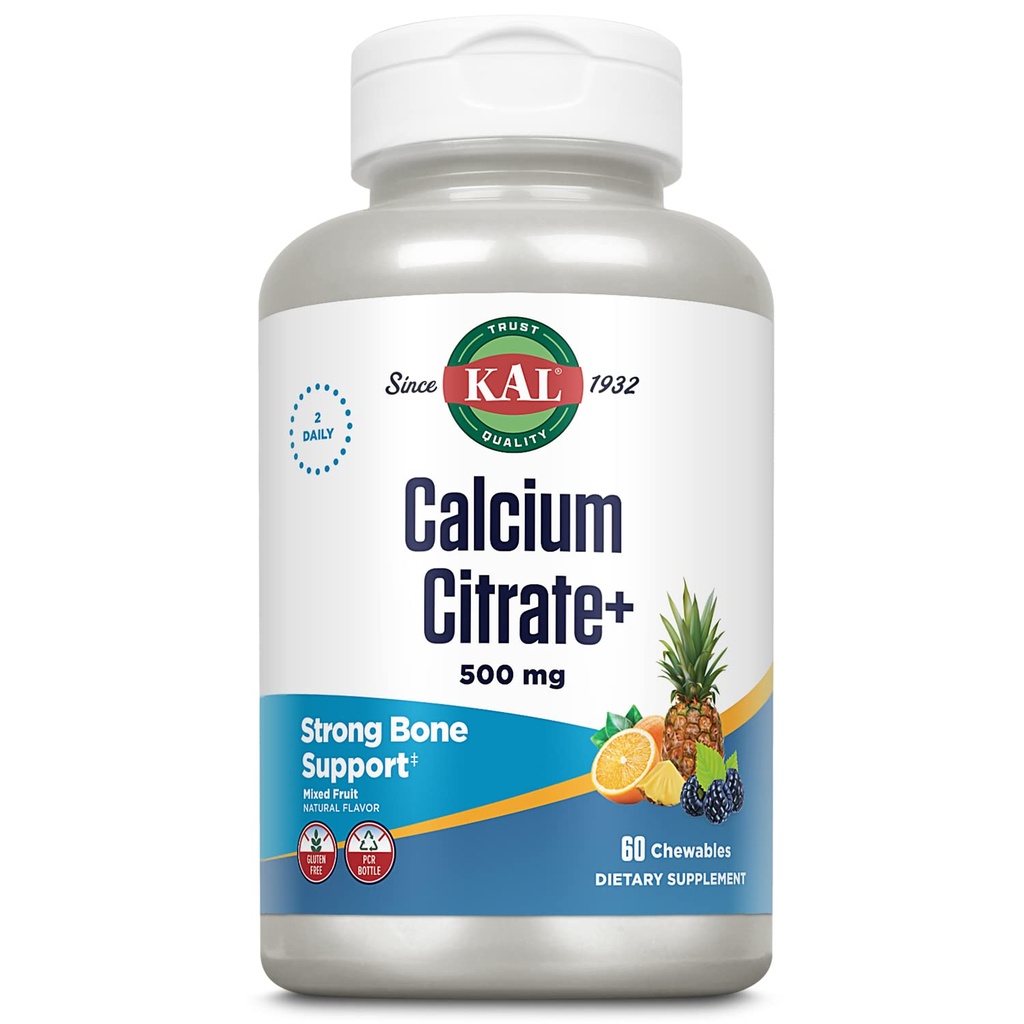 KAL Citrat de calciu supliment mixt masticabil de fructe, 60 Conte