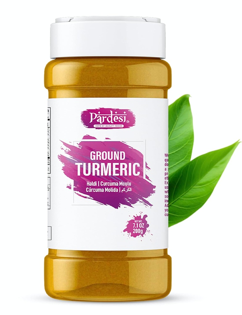 Pardesi Turmeric Root Powder 8.11 OZ (230g) Natural, 100% Curcumin Ground I Haldi I NON OMG, Indian Origin, Easy to Store Jar with Shaker - Turmeric Powder, Tumeric Powder, Curcuma en Polvo 100% Pure, Salt Free - Vegan - Gluten Friendly I Indian Origin