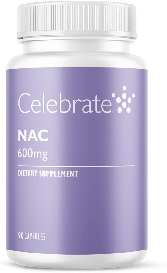 Celebraţi vitamina NAC (N-Acetyl Cysteine) Supliment, 600 mg per capsulă, Gluten Free, Non-GMO, 90 capsule