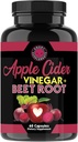 Angry Supplements Apple Cidru Oţet + Root Powder Capsule, Pure ACV Beetroot 1000mg per Serving, Digestive Health for Men and Women (60ct, 1-Month Supply)