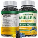 1 pachet de zahăr gratuit 3000MG Mullein Gummies - Lung Cleanse, Mullein Leaf Extract Supliment pentru picături de mullein organic cu Querbetin & Bromelain pentru Lung, Digestive Health & Immune