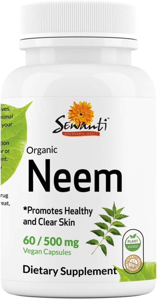 Capsule Sewanti Neem - Capsule Extract de mare potenta, Supliment vegetal pentru sanatatea pielii si suport imunitar - Capsule Digestive de echilibru 500 mg