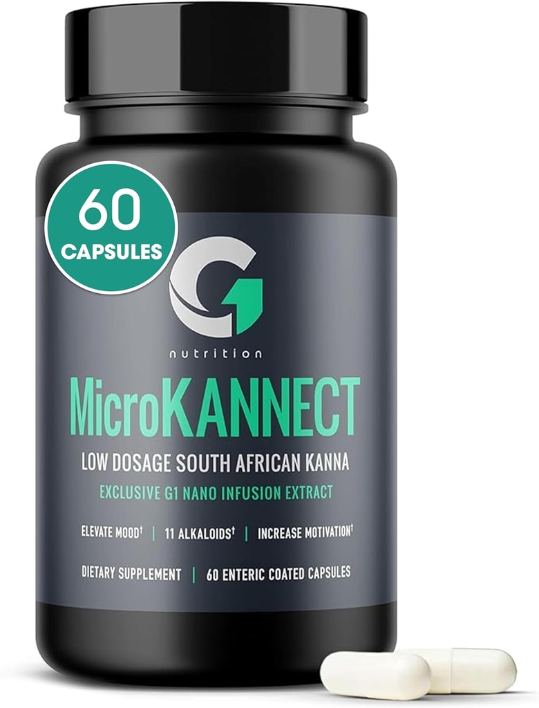 Micro Kannect Capsules with 3% Kanna Alkaloid| Elevates Mood, Boosts Energy Levels, Enhances Mental Clarity | Sceletium Tortuosum Daily Supplements for Men & Women 60 Servings