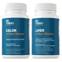 Dr. Tobias Colon 14 Day Cleanse & Liver 21 Day Cleanse Suplimente, cu Fiber, Herbs & Probiotics, Solarplast, Artichoke, Milk Thistle, Sprijină Gut și Sănătatea Ficatului.