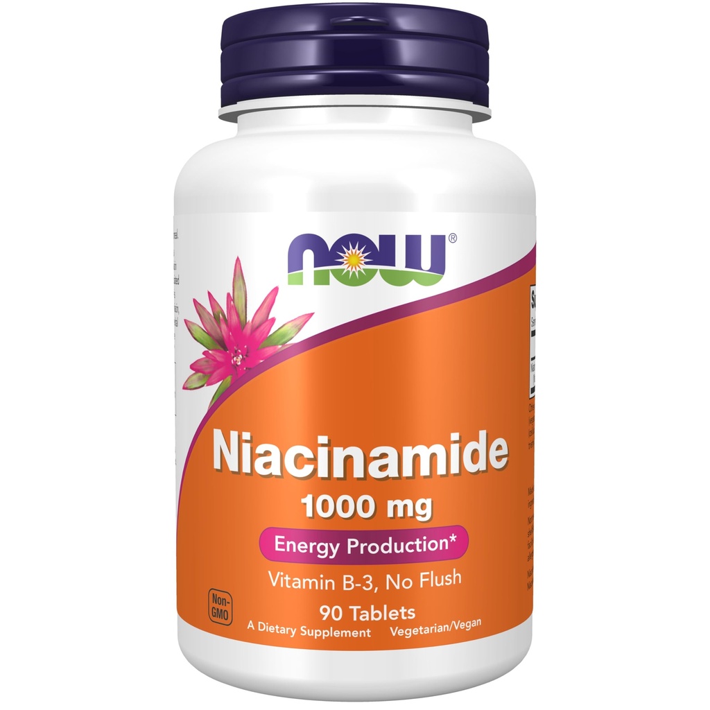 Acum alimente Suplimente, Niacinamidă (Vitamina B-3) 1000 mg, Energy Production*, 90 comprimate, alb, off-White