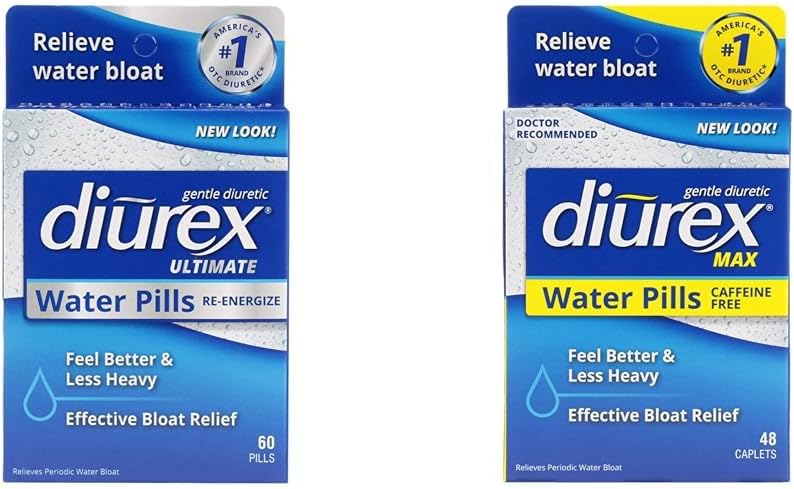 Diurex Ultimate Re-Energizare 60 Conte Max Cafeina-Free 48 Conte Putere maximă Pastile de apă Bloat Relief Bundles