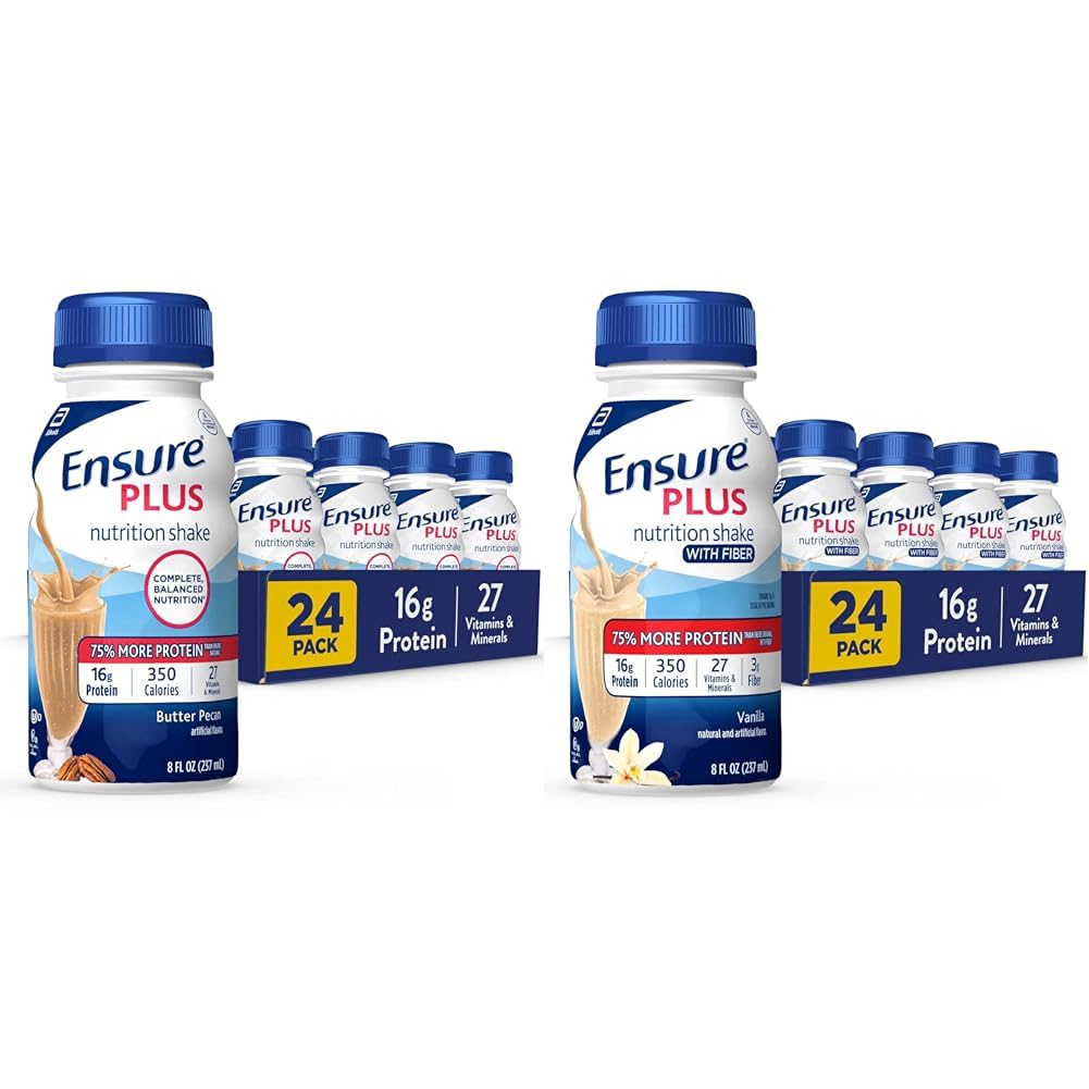 Asiguraţi-vă că Plus Nutriţie Shake cu 16 grame de proteine & Asiguraţi Plus lichid de nutriţie Shake cu fibre, 16 grame de proteine, vanilie, 8 Fl Oz flacon (Pachet de 24)