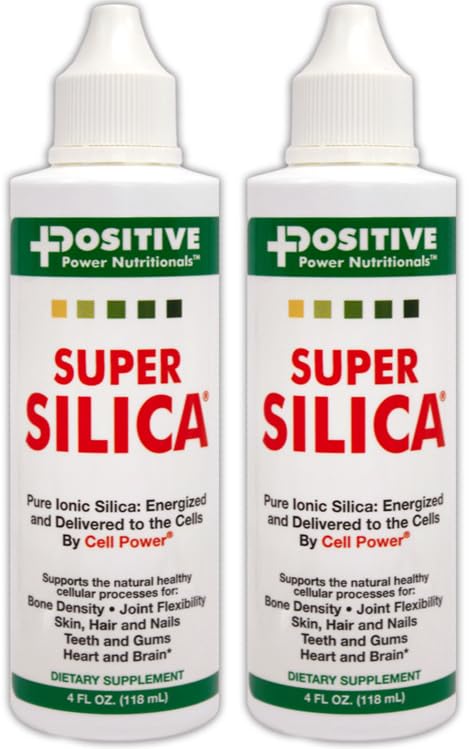 Super Siliciu lichid concentrat, 4 oz. Sticluță (Pachet de 2) -Cel mai mare absorbție, Colagen-Producție, Suporturi Densitate osoasă sănătoasă, Flexibilitate articulară, Păr de piele și unghii, -4 oz. Face peste 68 de litri