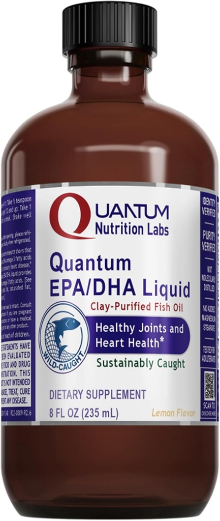 Nutritie Quantum Labs EPA / DHA lichid - Omega 3 ulei de pește lichid, Omega 3 supliment de ulei de pește lichid pentru adulți, comun, inima, & Brain Health Support - 8 Fl Oz flacon