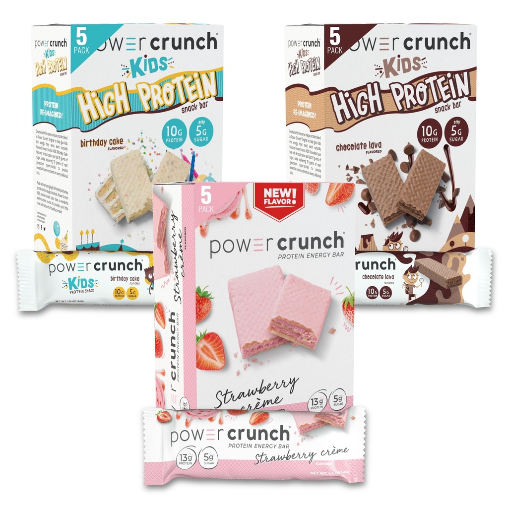 Putere Crunch Proteine Wafer Baruri și putere Crunch Kids Baruri de proteine, Variety Pack, (15 Conte) Snacks proteine ridicate cu gust delicios