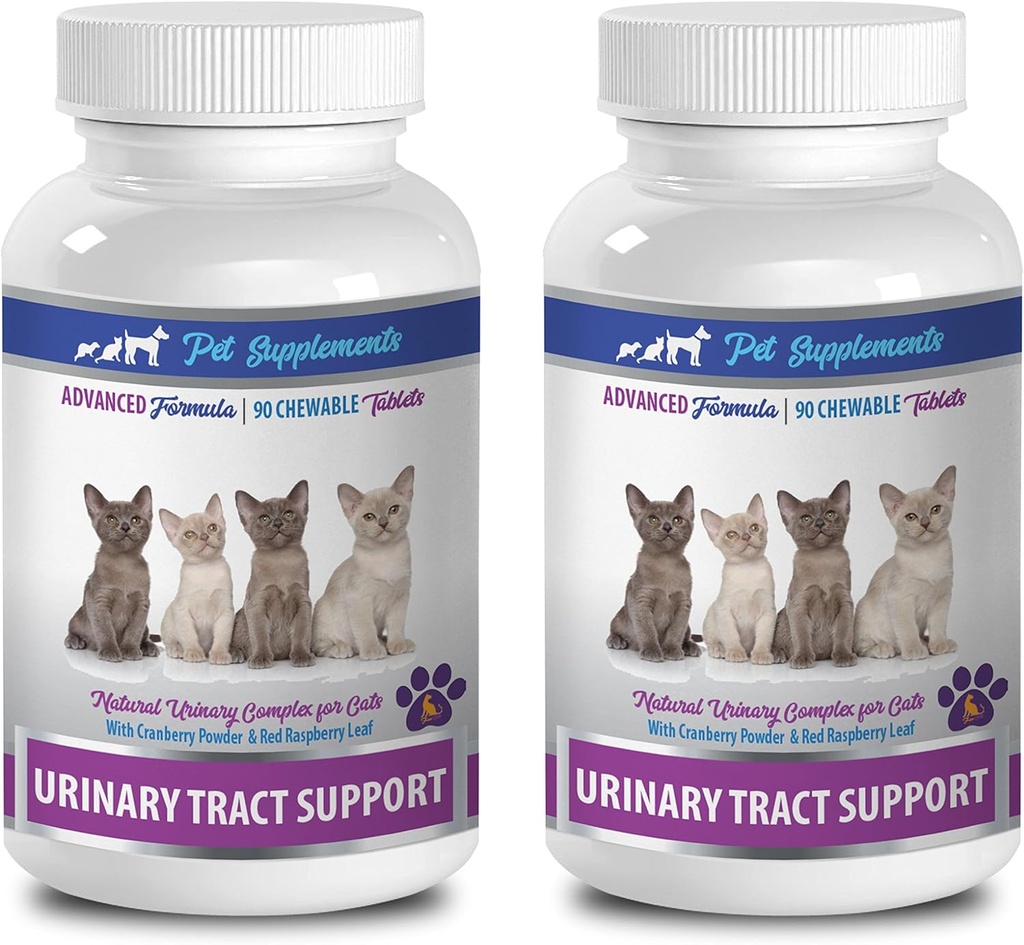 Suplimente de tract urinar pentru pisici - Suport pentru tractul urinar - pentru pisici - Formula naturala - Chewable - cats Marshmallows - 2 Sticla (180 Chews)