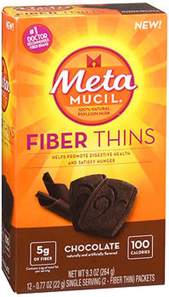 Metamucil Fiber Thins, Ciocolata, 12 Pachete, 9,3 oz - Pachet de 2