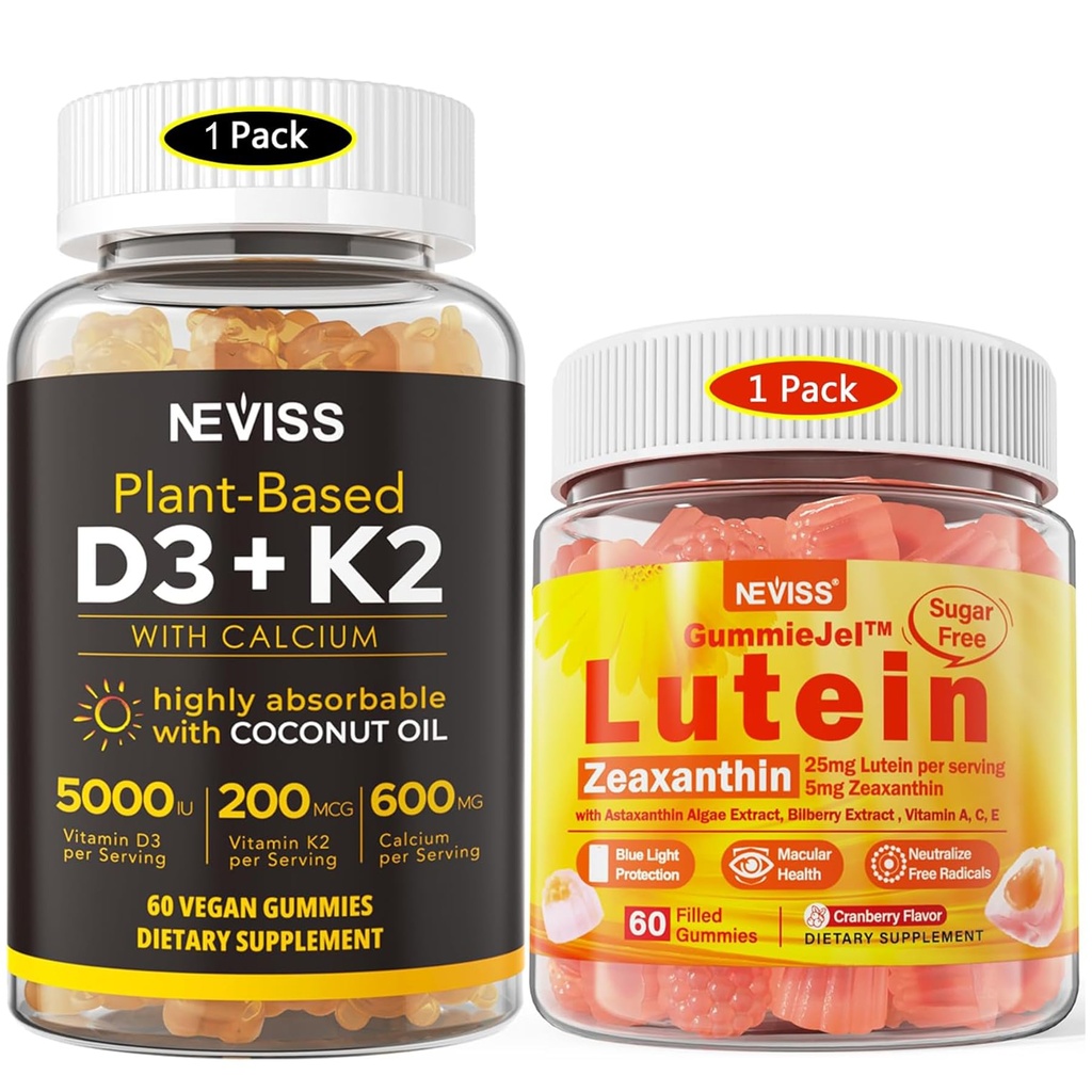 NEVASS Sugar Free Lutein Gumies 60 Counts + Vitamina D3 Gumies 60 Counts