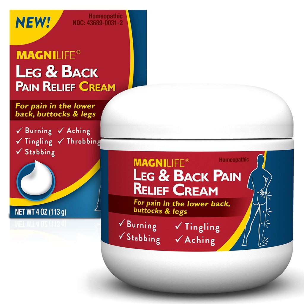 MagniLife Leg & Back Pain Relief Cream, Rapid-Actioning Pain Relief, Firest Soothe Burning, Tingling and Stabbing Pains with Aloe and Calendula - 4oz