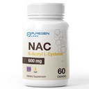 Puregen Labs N-Acetyl-L-Cysteine (NAC) 600 mg, Antioxidant Supplement, NAC 600 mg, Easy to Absorb - 60 Vegetarian Capsule