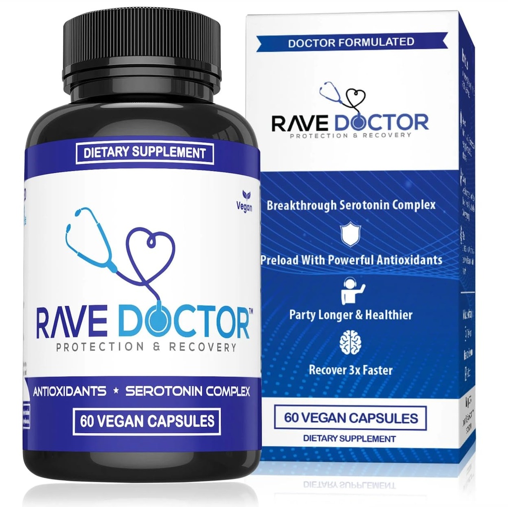 Rave Doctor 5 HTP Supliment - Vitamine esentiale Rave pentru Festival Goers, Accesorii Rave, Festival Essentials, Festival Gear, Rave Essentials, 5htp Supliment