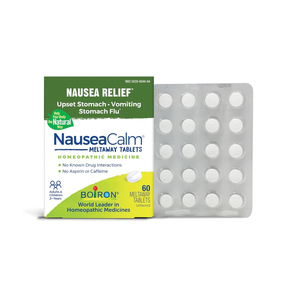 Boiron GreaţăCalm Relief pentru stomac, greaţă şi vărsături datorită gripei stomacale, supraindulgenţei sau bolii de mişcare - non-drowsy - 60 Conte