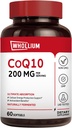 CoQ10 200mg Per Serving, Extra Virgin Olive Oil, Ultra Absorbtie, Fermentat natural, Coenzime Q10 Supliment, Productia de energie, Inima sanatoasa, Anti-Aging, 60 Softgels