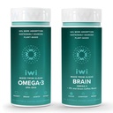 Iwi Omega-3 & Brain Omega-3 Bundle, 30 Servings, Vegan-Based Plant Algae Omega 3 with EPA + DHA, Krill & Fish Oil Alternative, No Fishy Afterhase