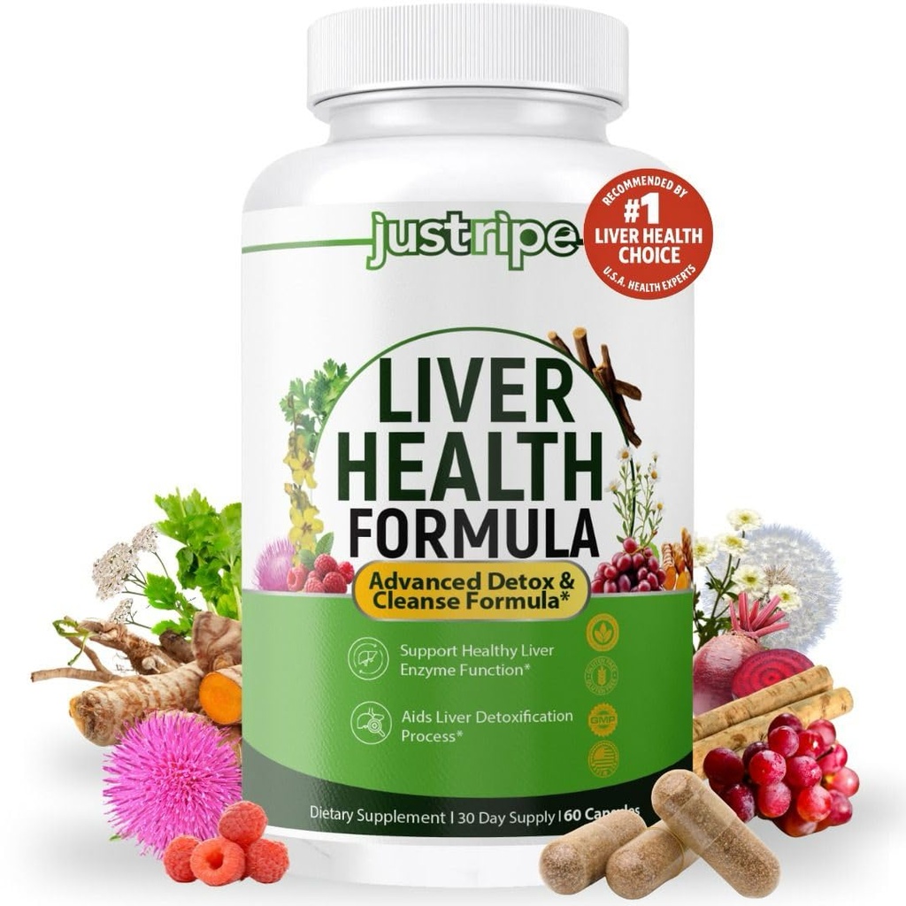 Ficat de sanatate Formula, Ficat Cleanse Detox & Reparatii cu extract de anghinare, muls de lapte, Dandelion si mai mult pentru sanatatea ficatului - Herbal Liver Support Supliment 30 zile de aprovizionare (1)