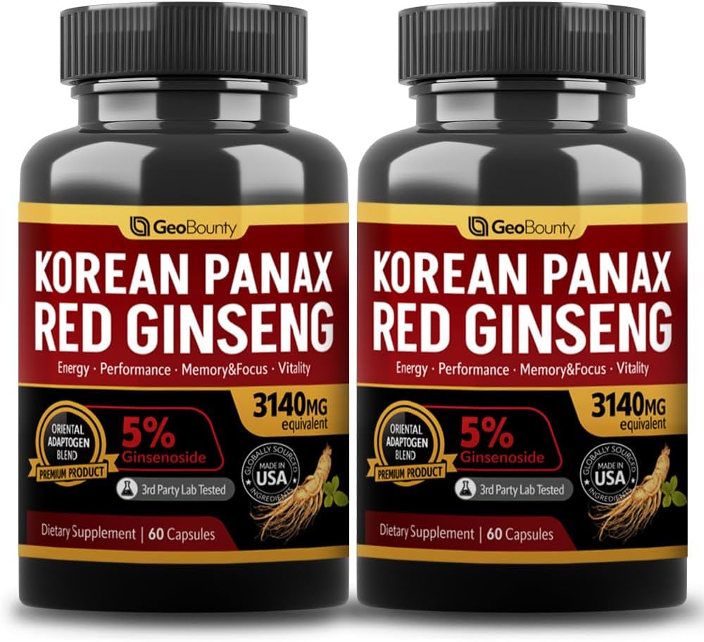 Panax Red capsule 2 Pack, Panax Ginseng Suplimente, 2 Pachet valoare 3140 mg (Ginsenozid 5%)