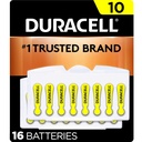 Bateria de ajutor auditiv Duracell Yellow Dimensiune 10, 16 Count Pack, 10A Dimensiune Audiere de ajutor baterie cu putere de lung-Lasting, Extra-Lung EasyTab instala pentru dispozitive de ajutor auditiv