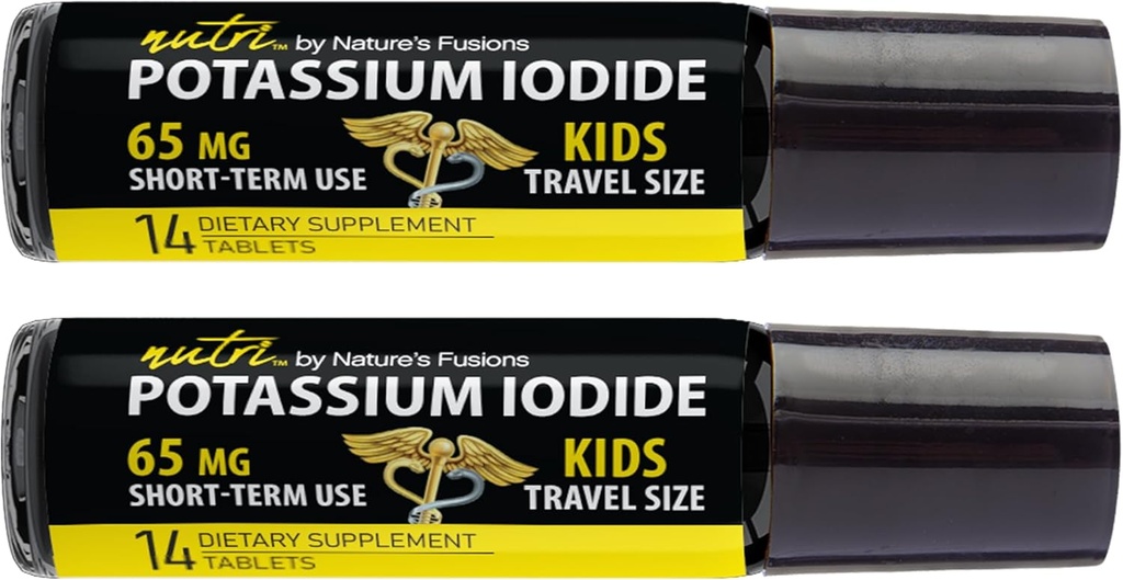 (2 ambalaj) Nutri Potasiu Iodide comprimate 65 mg - Copii Mărime călătorie 14 comprimate Iod de potasiu pastile - Potasiu Iod Tablete 65 mg - YODO Nanciente Ki pastile (28 comprimate)