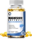Capsule de glicinat de magneziu, glicinat de magneziu de înaltă absorbţie 400 mg cu suplimente de complex de vitamina B6 şi D3 de magneziu Softgels pentru muşchi, suport osos şi energie Non-GMO 120 Conte Vegan