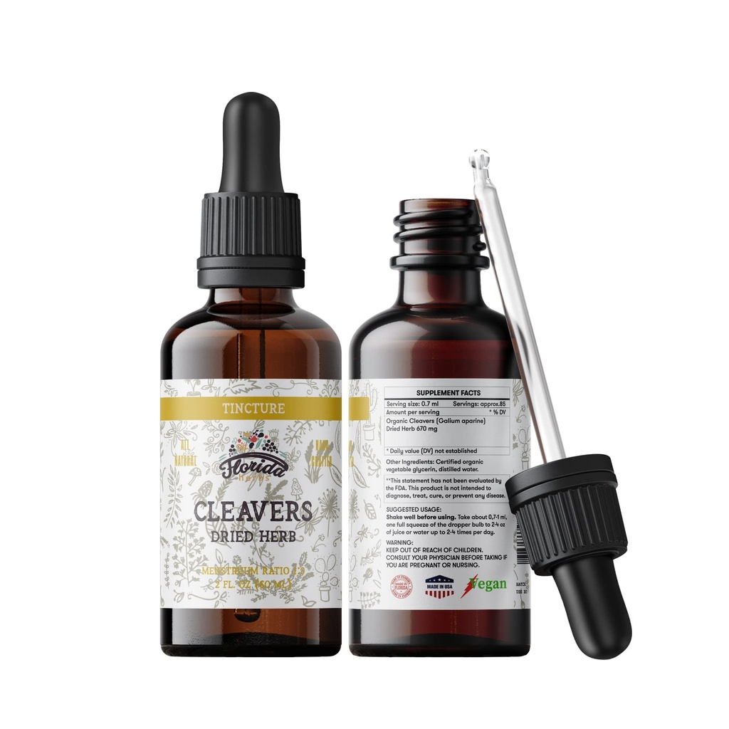 Cleavers Tincture, Extract organic de Cleavers, picături de Cleavers (Galiu aparină) Herb uscat